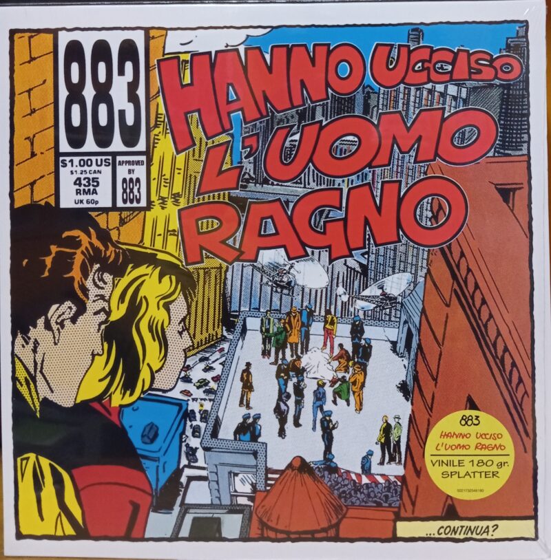 883 HANNO UCCISO L'UOMO RAGNO - RED WITH BLUE SPLATTER BAND ITALIANE LP