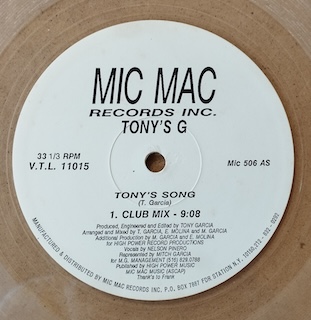 TONY'S SONG - 12" CLEAR VINYL