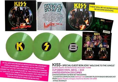 KISS WELCOME TO THE JUNGLE - 3LP + 2CD ACID GREEN VINYL METAL LP