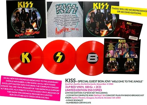 KISS WELCOME TO THE JUNGLE - 3LP + 2CD BLOODY RED VINYL METAL LP