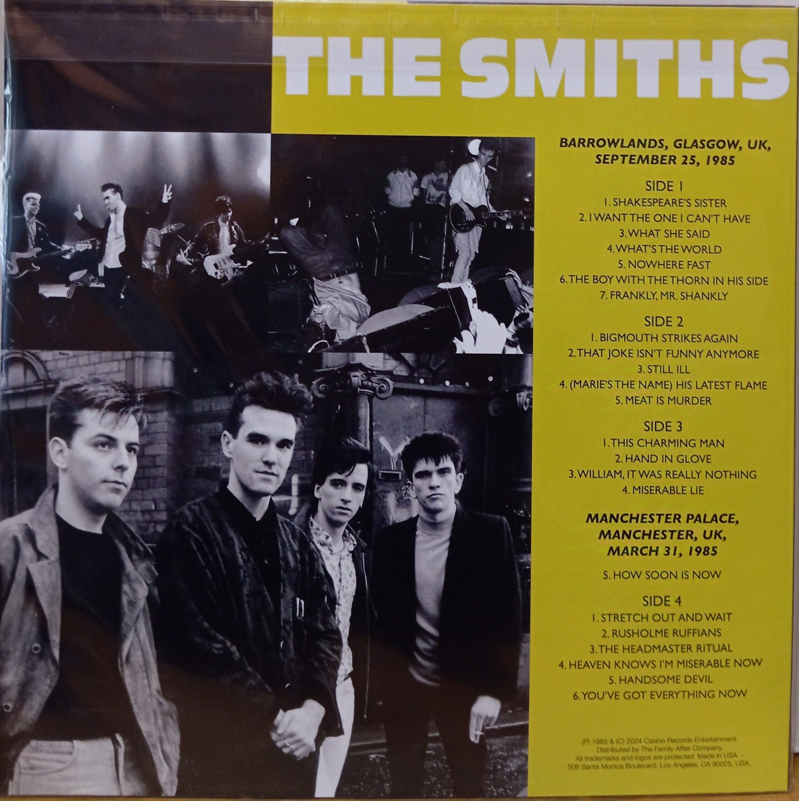 THE SMITHS SCRATCH MY NAME ON YOUR ARM - 2LP CRYSTAL VINYL BAND ROCK NEW WAVE LP