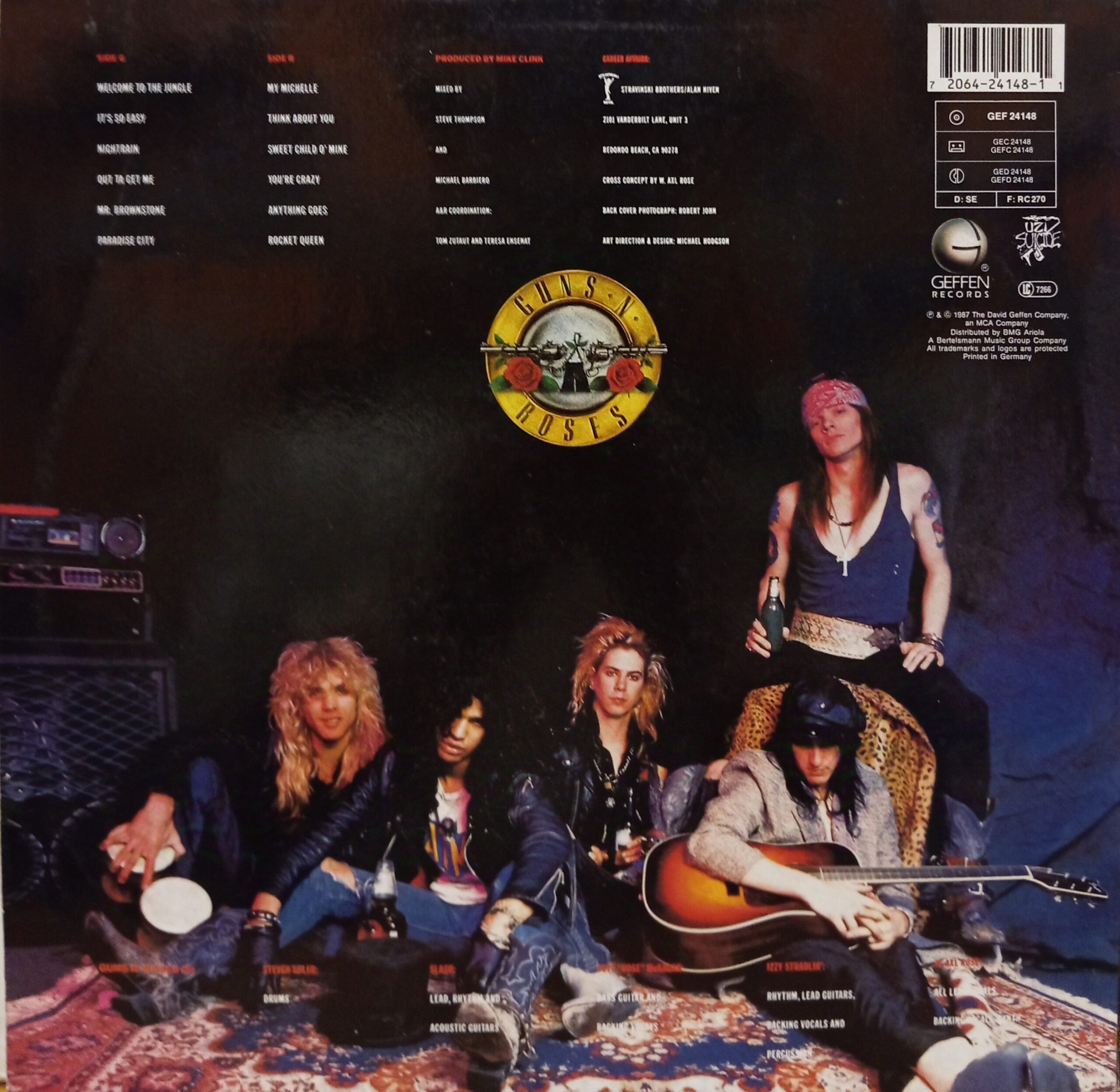 Guns N' Roses APPETITE FOR DESTRUCTION - REISSUE EUROPE UNCENSORED metal lp