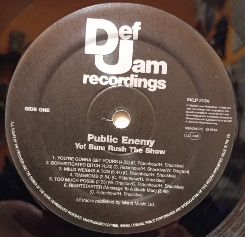PUBLIC ENEMY YO! BUM RUSH THE SHOW - REISSUE 180 GRAM HIP HOP LP
