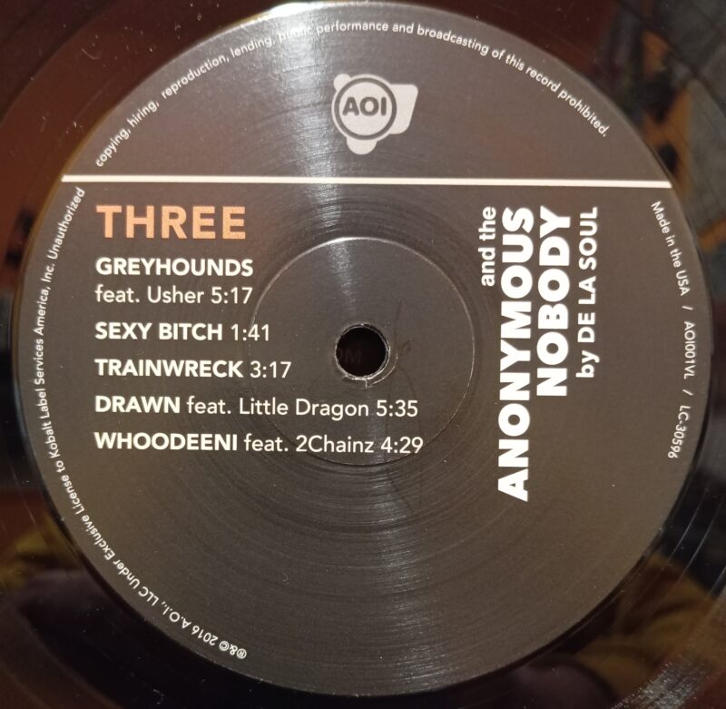 DE LA SOUL AND THE ANONYMOUS NOBODY - 2 LP HIP HOP LP