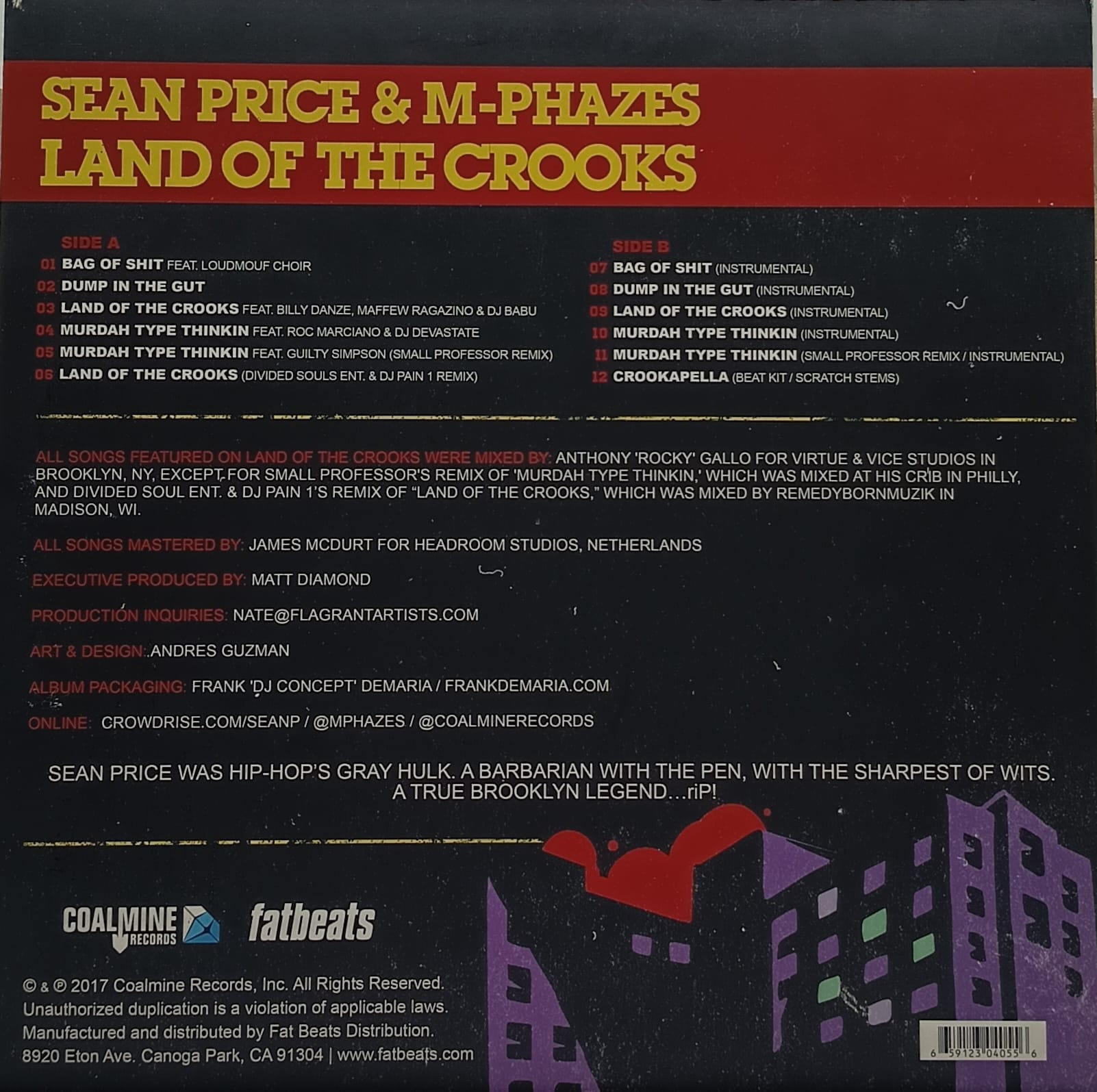 Sean Price & M-Phazes – Land Of The Crooks hip hop lp