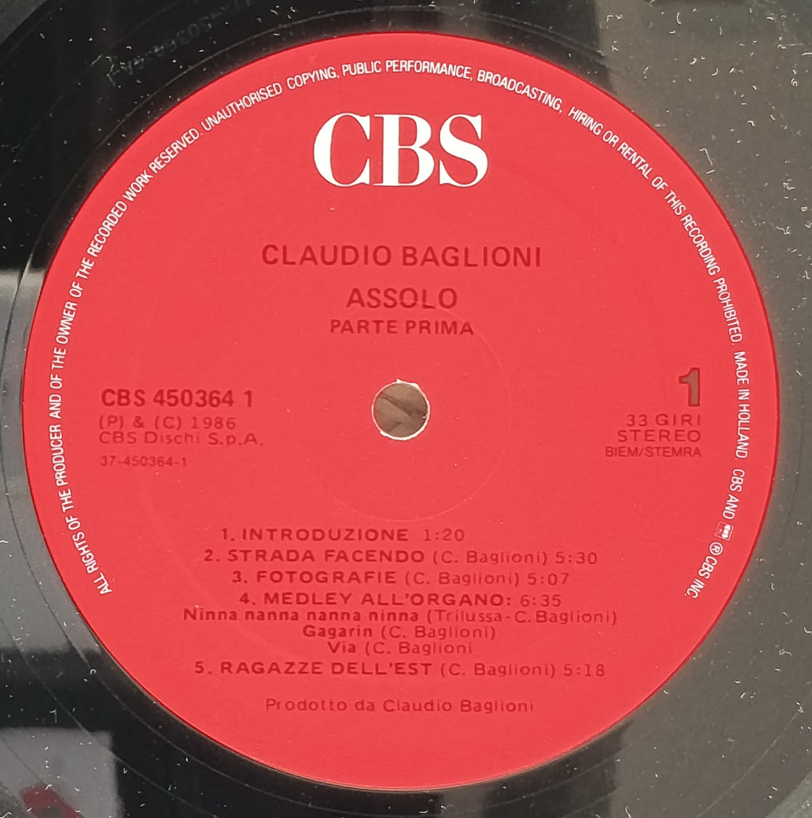 Claudio Baglioni – Assolo uomini italiani lp