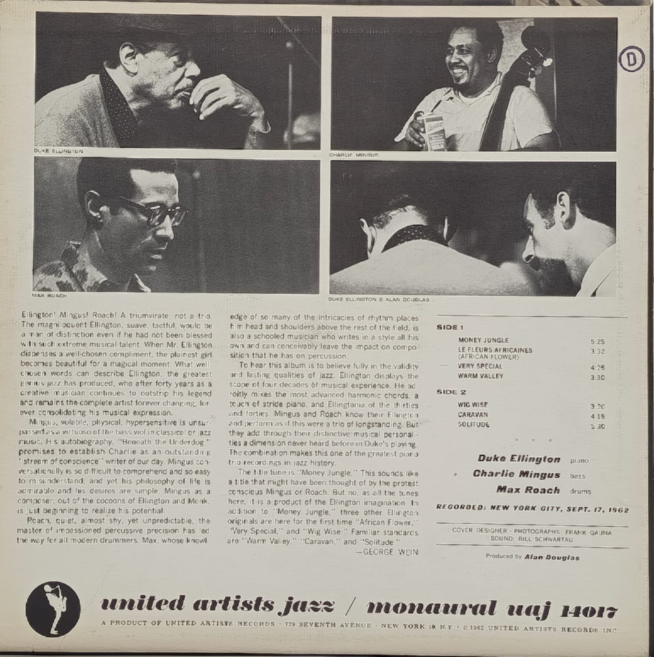 Duke Ellington • Charlie Mingus • Max Roach – Money Jungle jazz lp