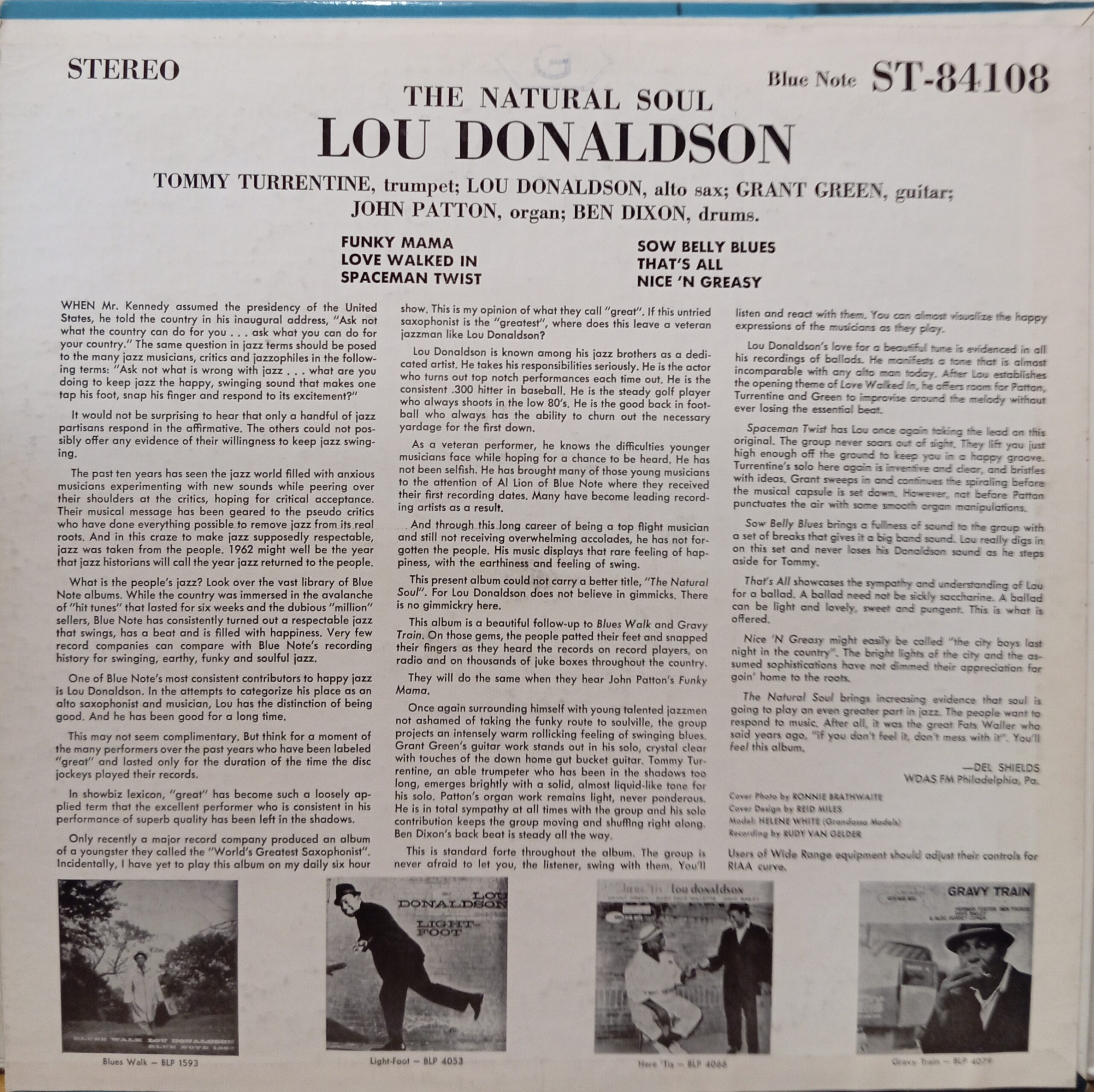 LOU DONALDSON THE NATURAL SOUL - 2°nd USA Stereo JAZZ LP