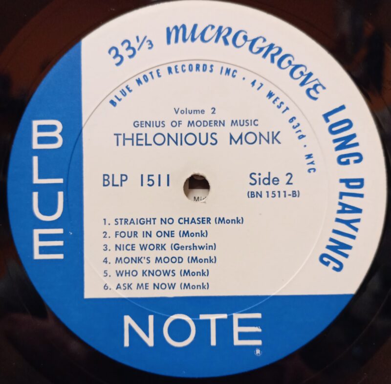 THELONIOU MONK GENIUS OF MODERN MUSIC VOLUME 2 - REISSUE USA Mono "Ear" JAZZ LP