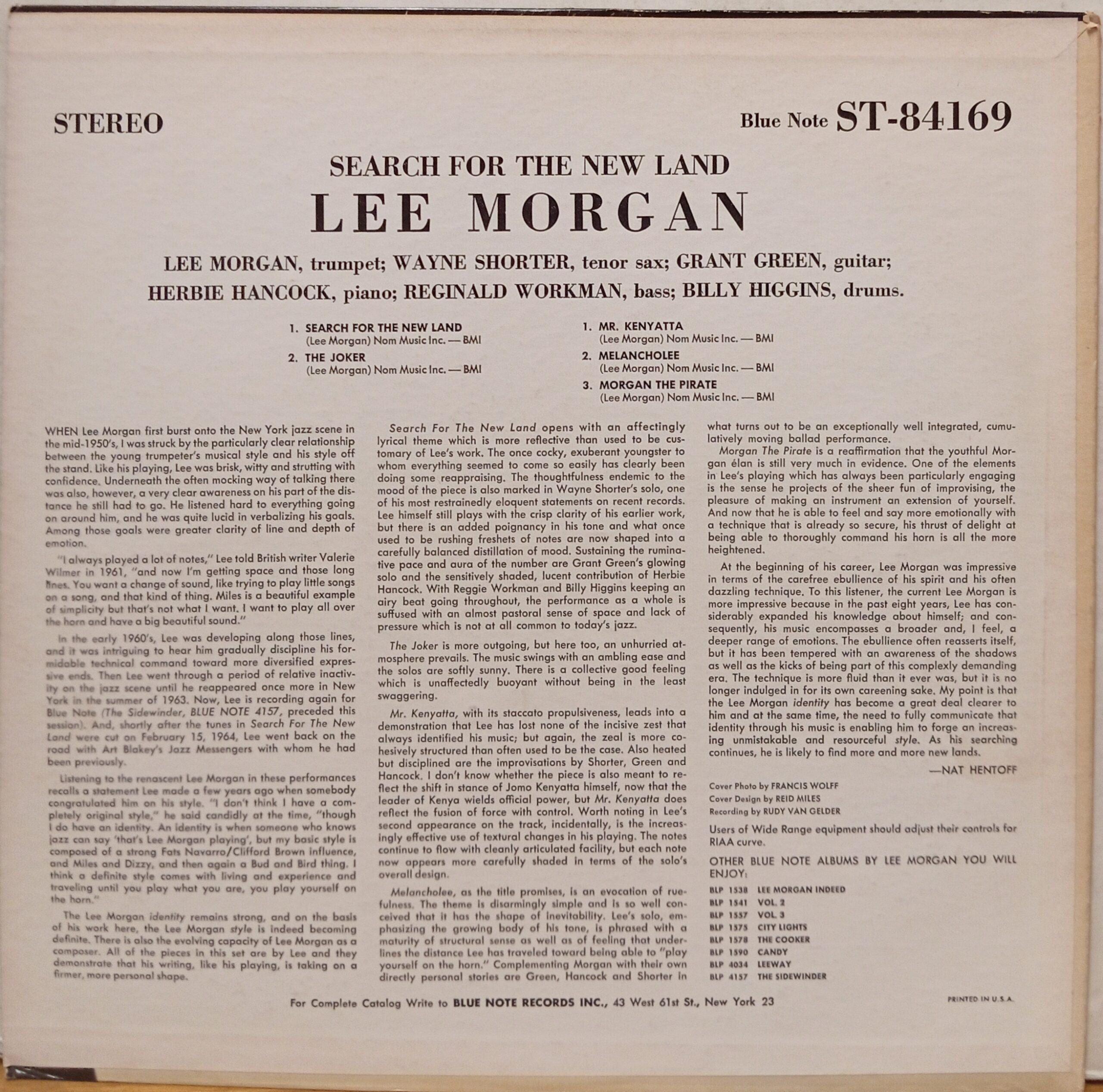 LEE MORGAN SEARCH FOR THE NEW LAND - 2°nd USA Stereo JAZZ LP